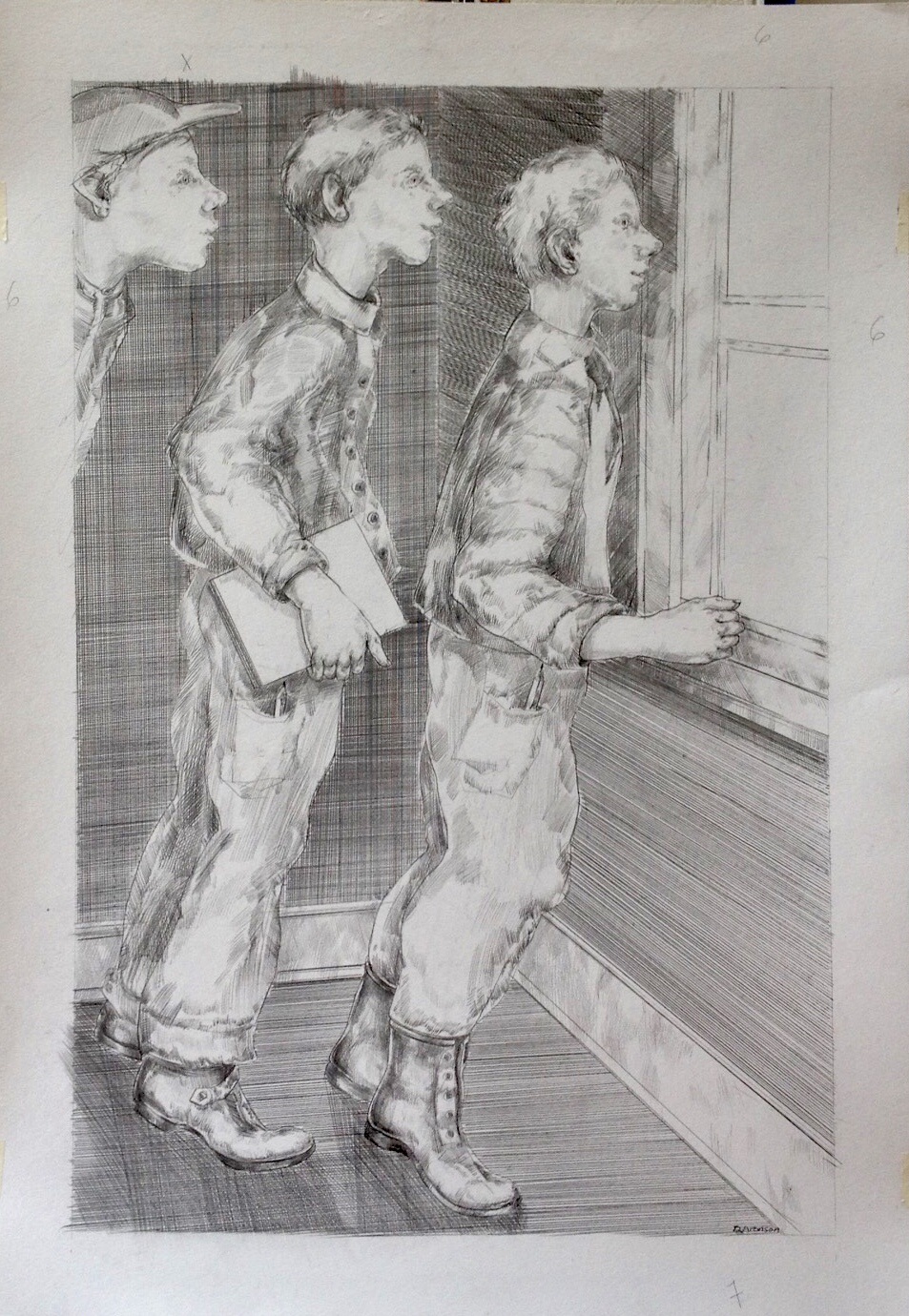 Hvad sker?
Blyant på papir. 86 x 57